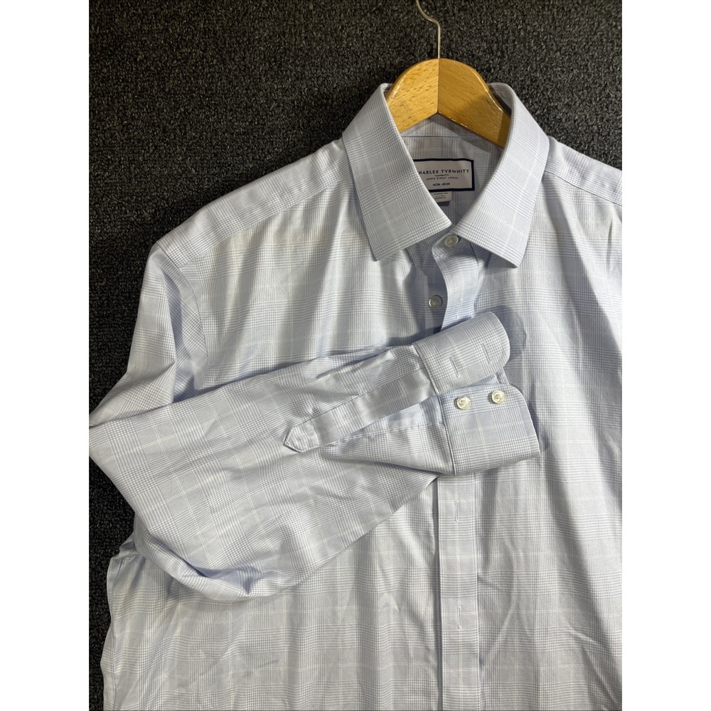 Charles Tyrwhitt Dress Shirt Mens 17 43 Blue Cotton Classic Fit‎ Button Up